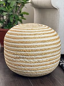 Chardin home- Natural Braided Ottoman Pouf - Cozy & Bohemian Jute/Hemp Hand Crafted Casual Seatin... | Amazon (US)