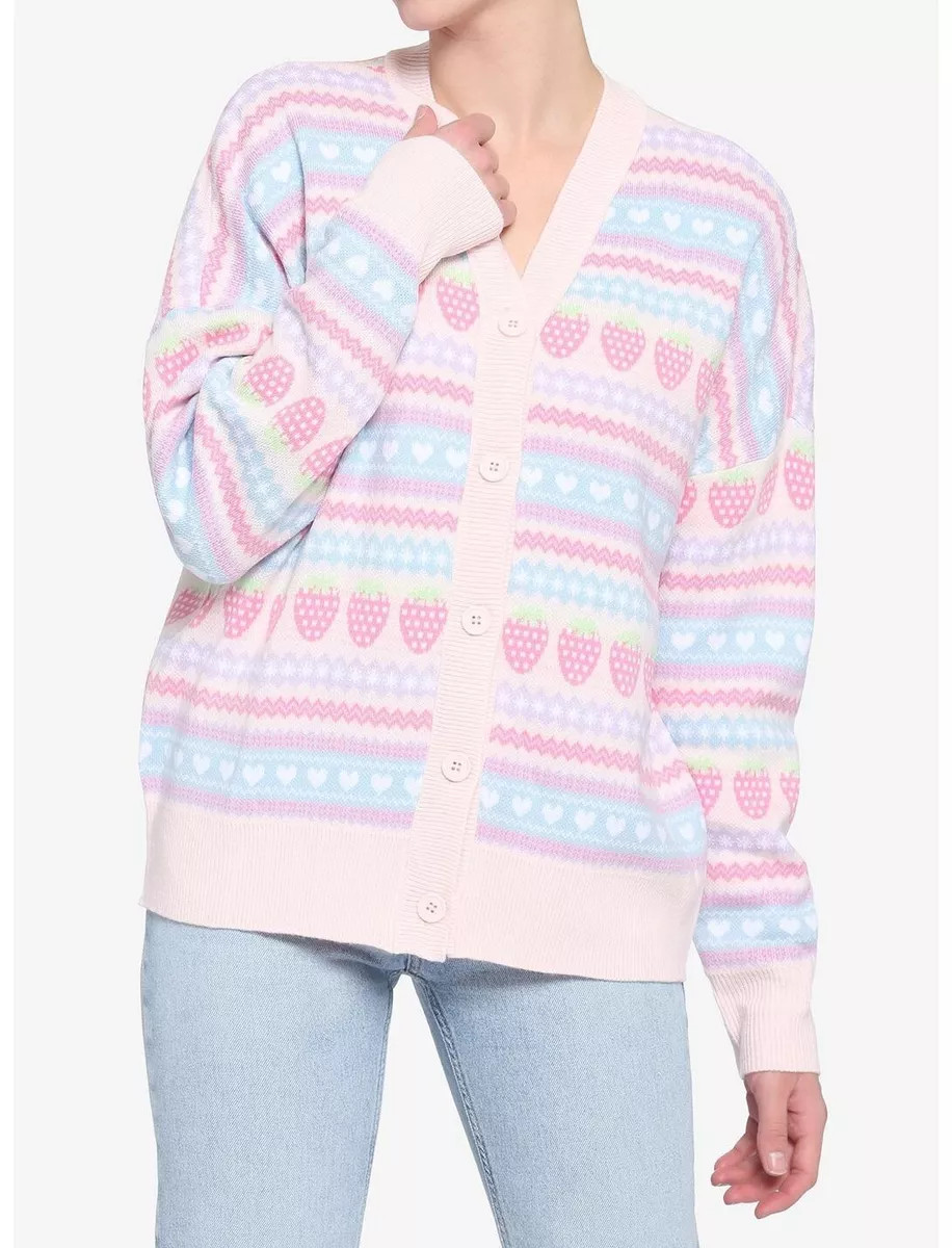 Pastel Strawberry Fair Isle Girls Oversized Cardigan, Size M, New!  | eBay | eBay US