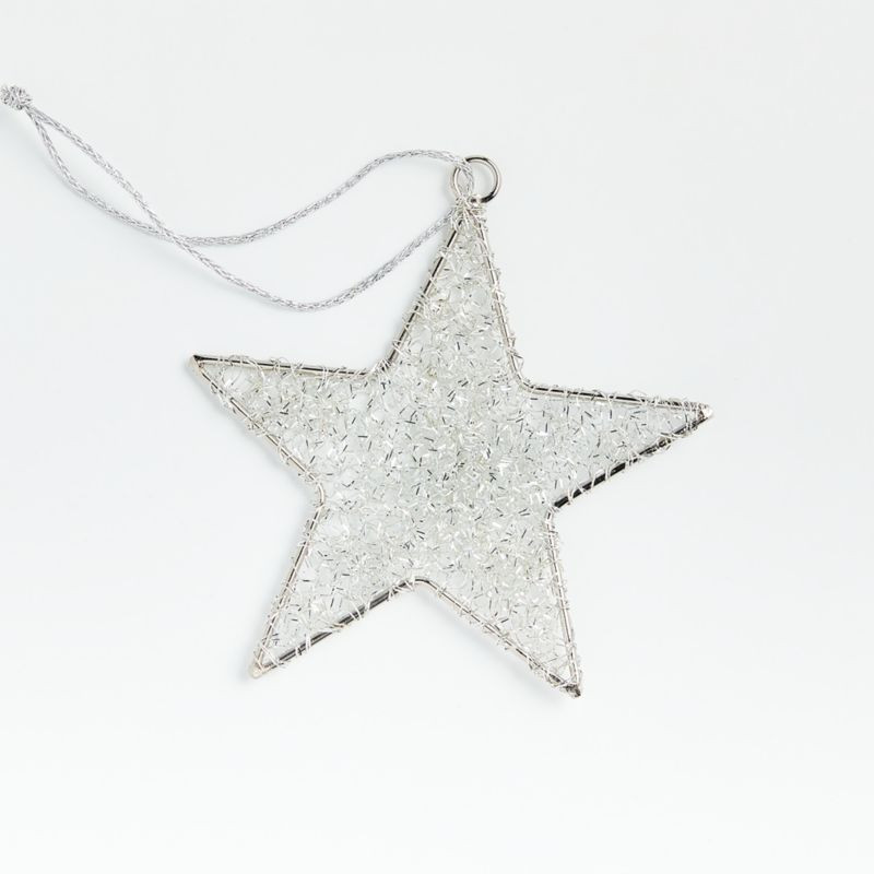 Silver Tinsel Star Christmas Tree Ornament + Reviews | Crate & Barrel | Crate & Barrel