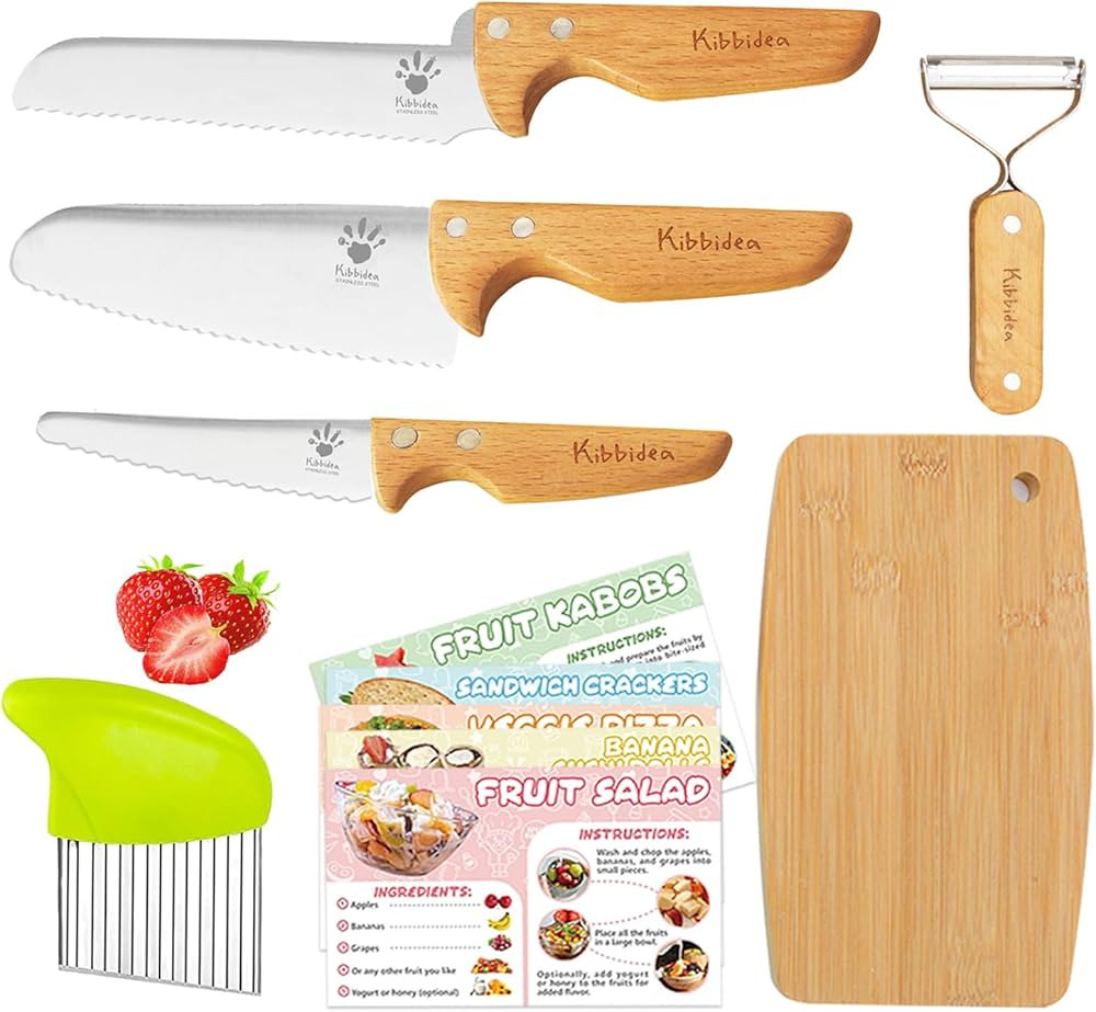 Kids Safe Knife Set for Real Cooking 11-Piece, BPA-free Kids Cutting Board and Knife Set，Firm G... | Amazon (US)