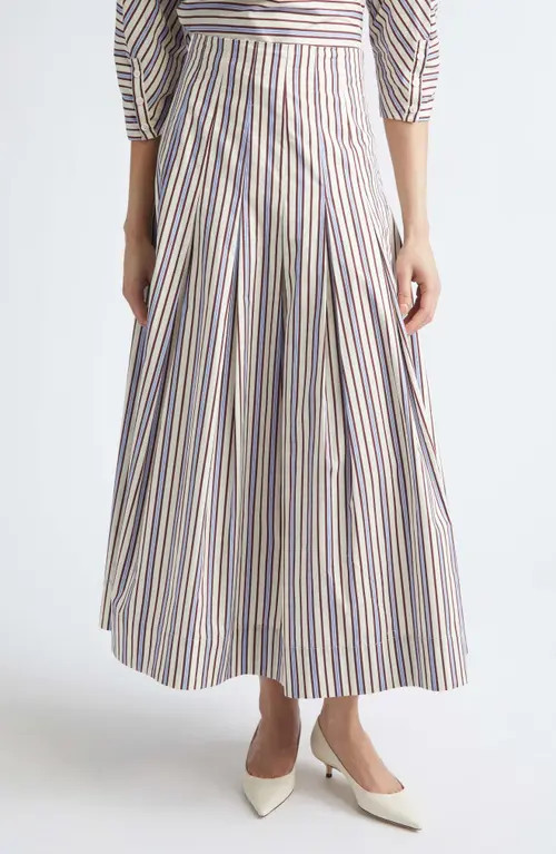 Lela Rose Stripe Full Cotton Skirt in Cream Multi at Nordstrom, Size 4 | Nordstrom