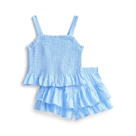 Wonder Nation Toddler Girls Patriotic Tank Top and Shorts Outfit Set, 2-Piece, Sizes 12M-5T | Walmart (US)