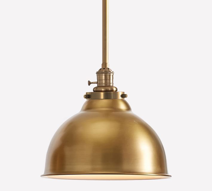 Custom Metal Bell Pendant Hood & 6' Brass Pole, Large | Pottery Barn (US)