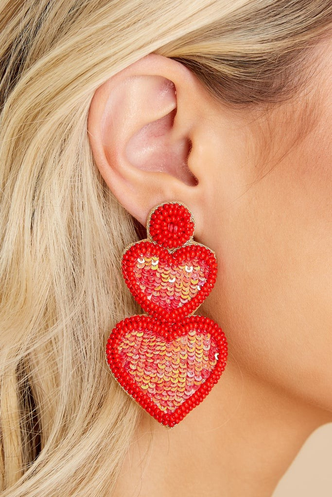 Win My Heart Red Beaded Earrings | Red Dress 