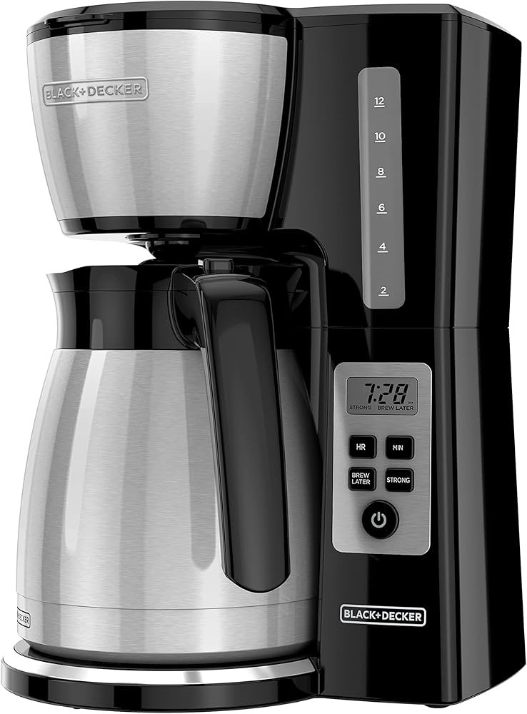 BLACK+DECKER 12 Cup Thermal Programmable Coffee Maker with Brew Strength and VORTEX Technology, B... | Amazon (US)