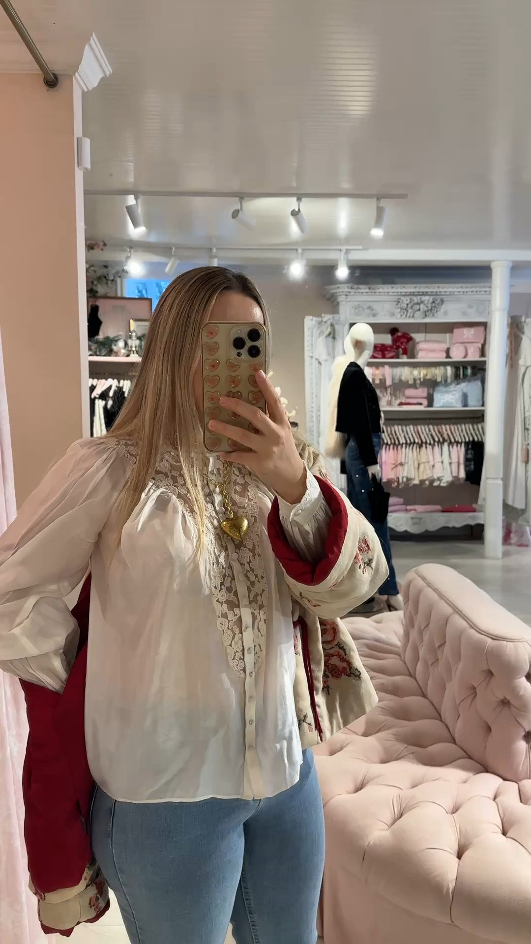 New silk blouse from LoveShackFancy✨

The splurge is worth it for the quality and details with this one. 100% silk, beautiful lace detailing, made in India. I’m wearing an xxs it does run oversized! 
(Jacket Zara necklace shellsandroses.com)

#falloutfit #holiday #blouse #top #silk #work #dinner 

#LTKSeasonal #LTKStyleTip #LTKHoliday