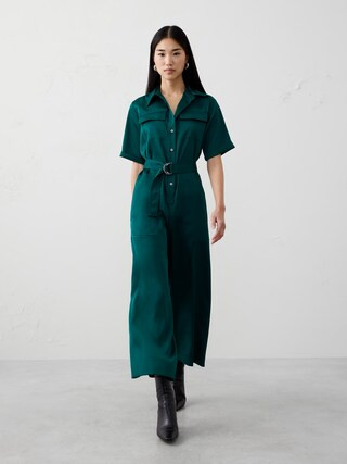 Satin Utility Jumpsuit | Banana Republic Factory