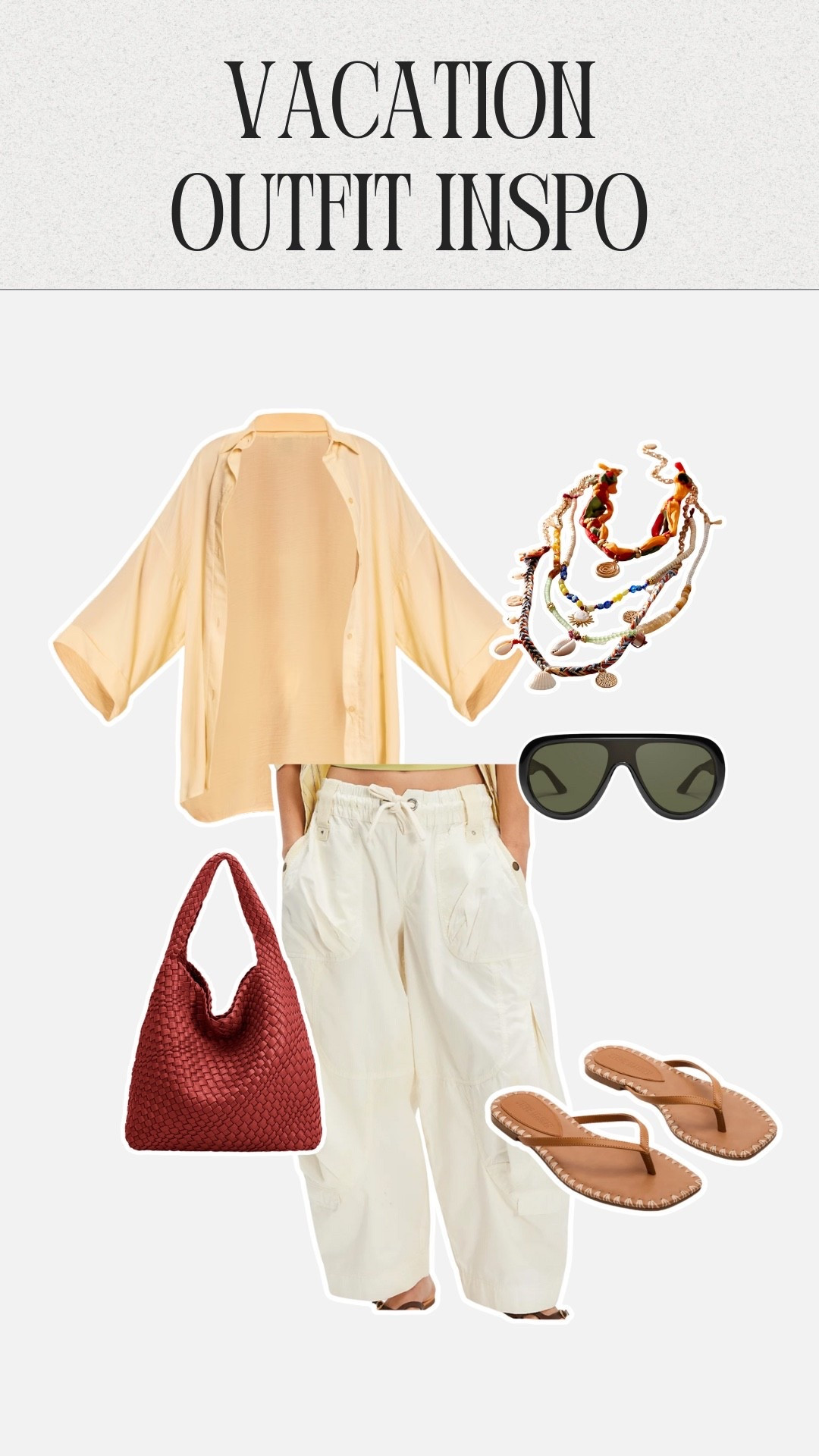 Vacation Outfit Inspo: Yellow linen button up matched with flowey linen pants, sunglasses, a bold color bag, summery necklace stack and sandals

#LTKStyleTip #LTKSeasonal #LTKMidsize