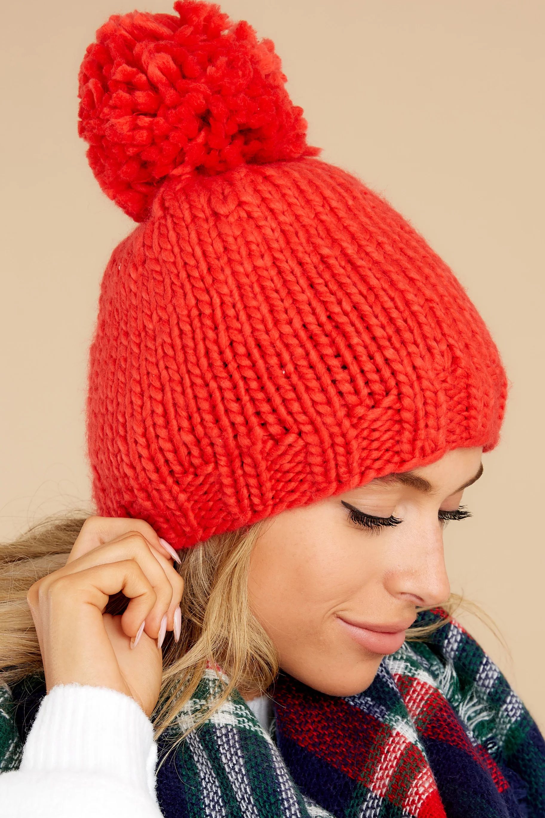 Classic Comfort Red Pom Hat | Red Dress 