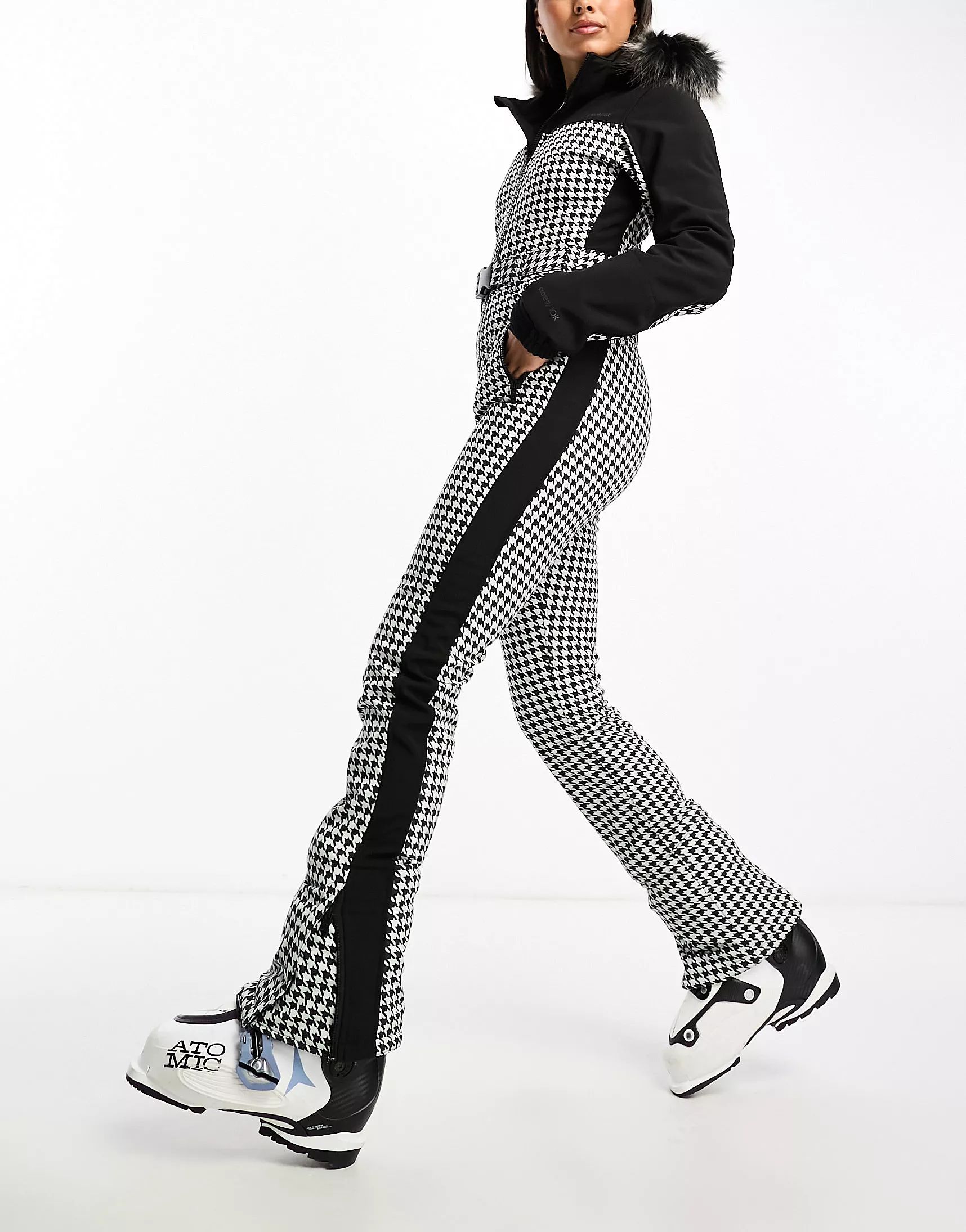 Protest Prtposh ski suit in black and white houndstooth | ASOS (Global)