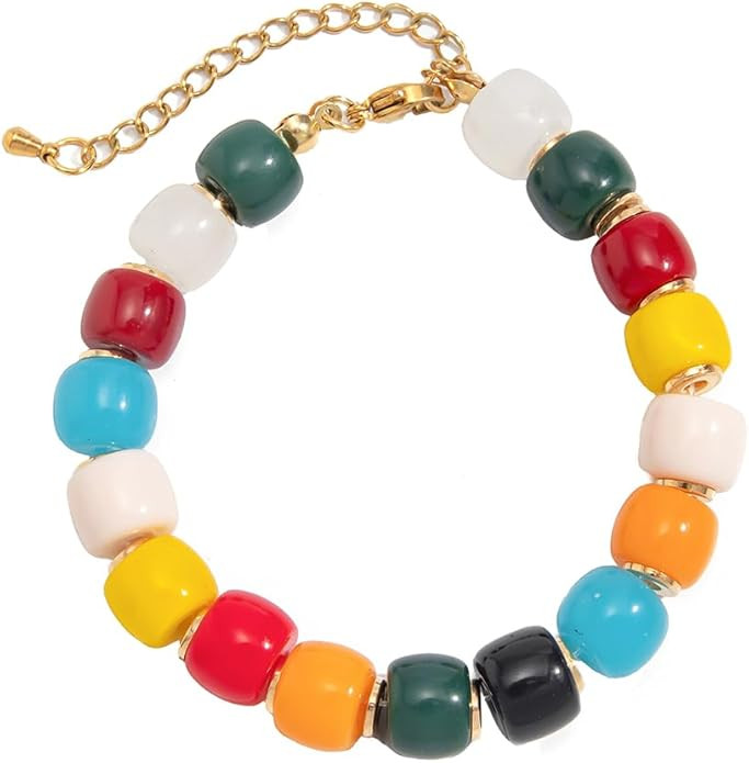 Colorful Chunky Bracelet for Women Summer Beach Jewelry Chunky Beaded Bracelet for Women Boho Chu... | Amazon (US)
