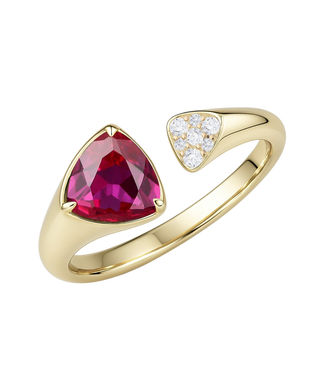 Macy's Lab-Grown Emerald (1/2 ct. t.w.) & White Sapphire (1/20 ct. t.w.) Ring in 14k Gold Over Sterling Silver (also in Sapphire & Ruby) - Ruby | Macy's