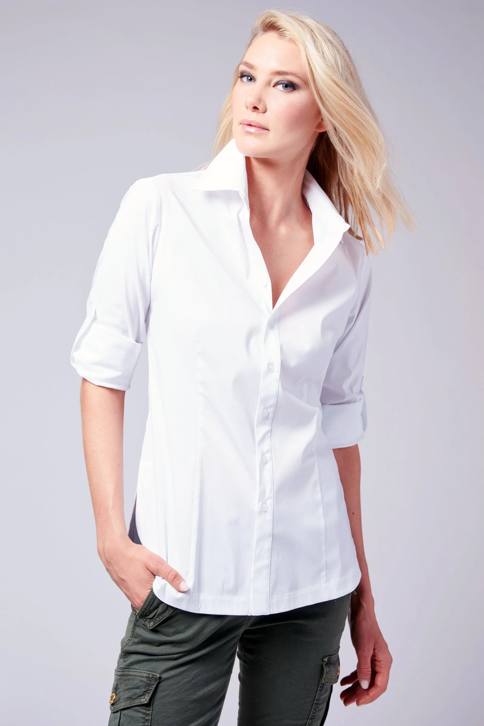 Joey White Silky Poplin Blouse | Finley Shirts