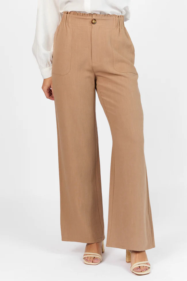 Wish For This Mocha Linen Blend Trousers | Pink Lily
