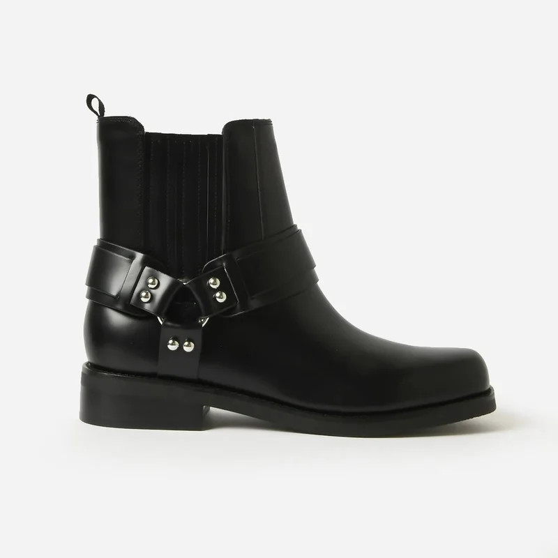 Marc Fisher Women's Mizzie Moto Boot In Black Leather - Black - 11 | Verishop