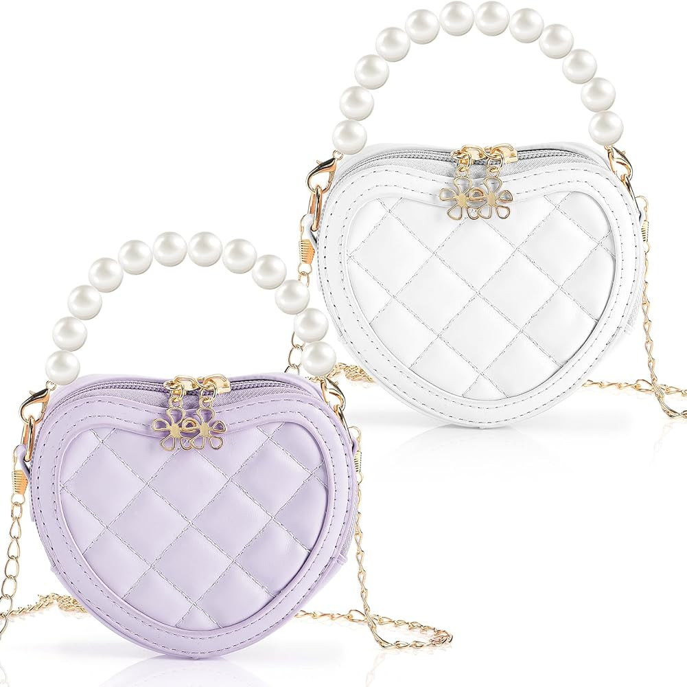 2 Pack Little Girl Purses Crossbody Purse Heart Shaped Purses for Kids Cute Toddler Girls Purse W... | Amazon (US)