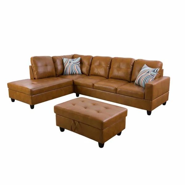 Eisleigh 3 - Piece Vegan Leather Chaise Sectional | Wayfair North America