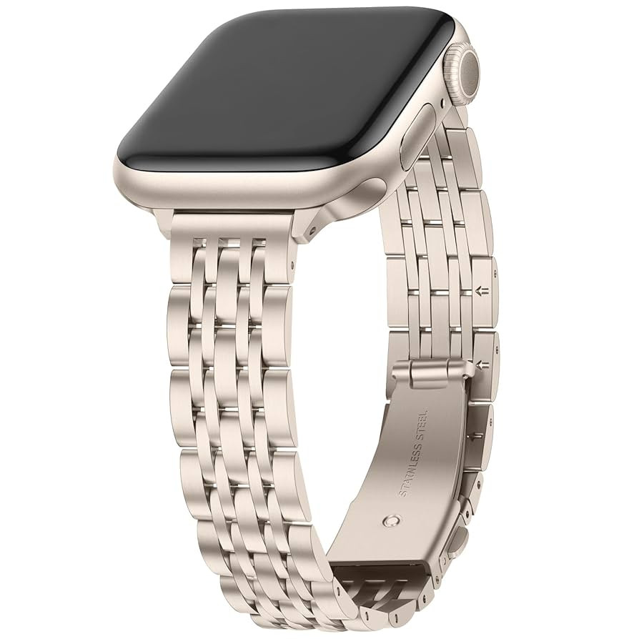 Anlinser Metal Bands Compatible with Apple Watch Band for Women 38/40/41/42/44/45/46/49mm, Thin B... | Amazon (US)