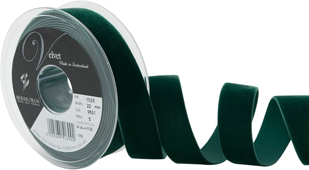 Berisfords Velvet Ribbon, Green, 10.2 x 3 x 10.2 cm | Amazon (UK)