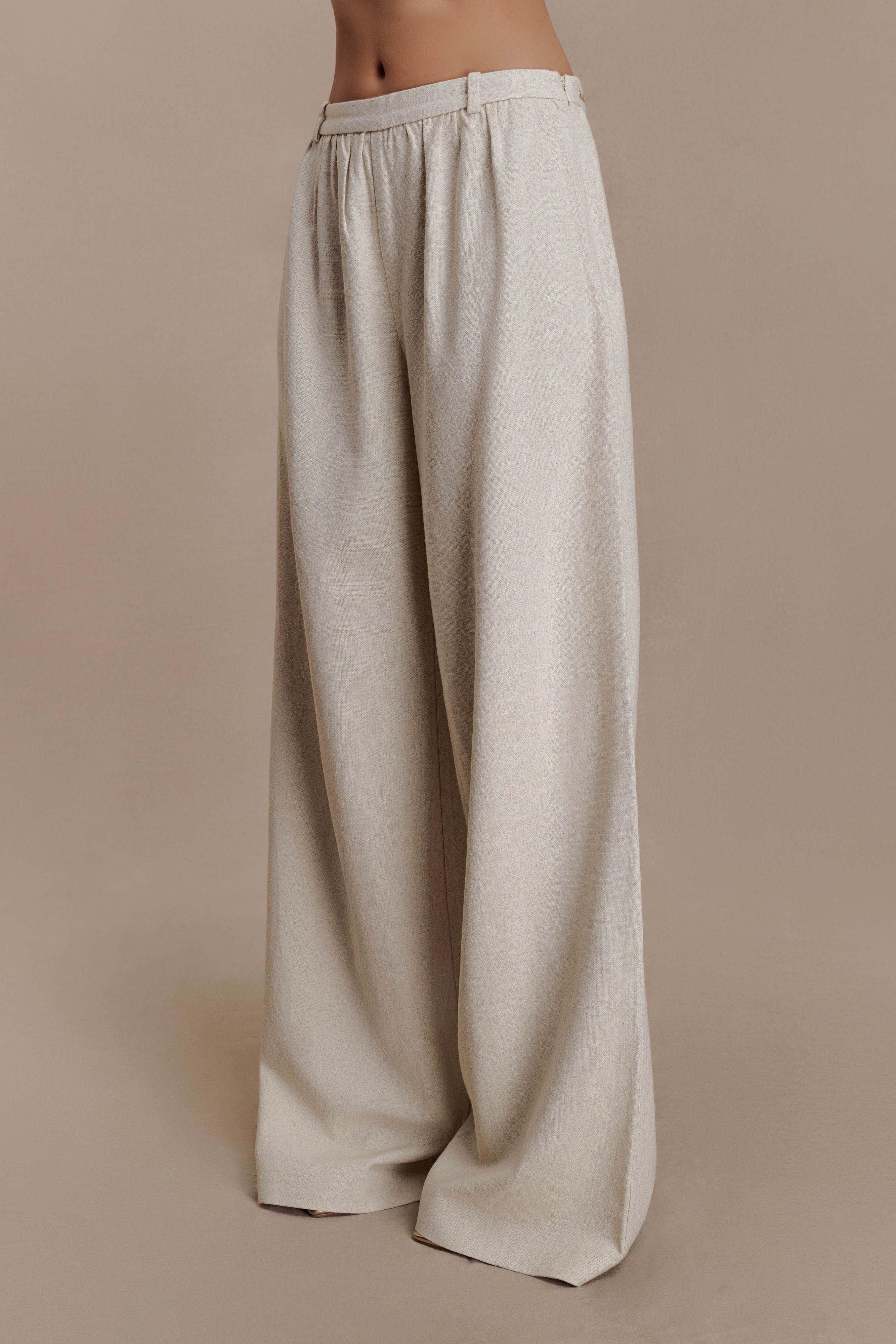 Gabby Straight Leg Linen Pants - Natural | Meshki (APAC)