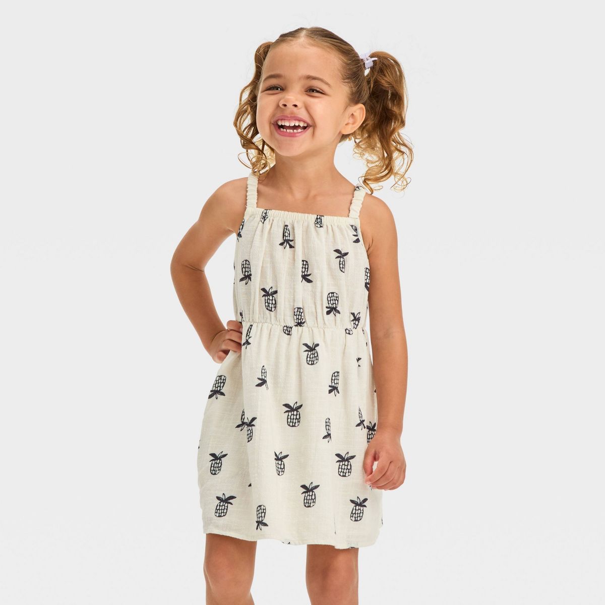 Toddler Girls' Pineapple Gauze Dress - Cat & Jack™ White 12M | Target