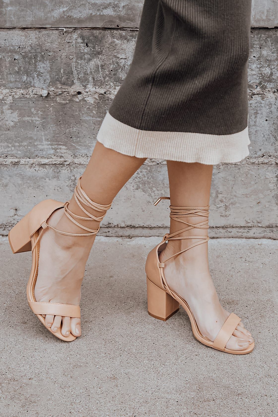 Kaira Beige Lace-Up Heels | Lulus (US)