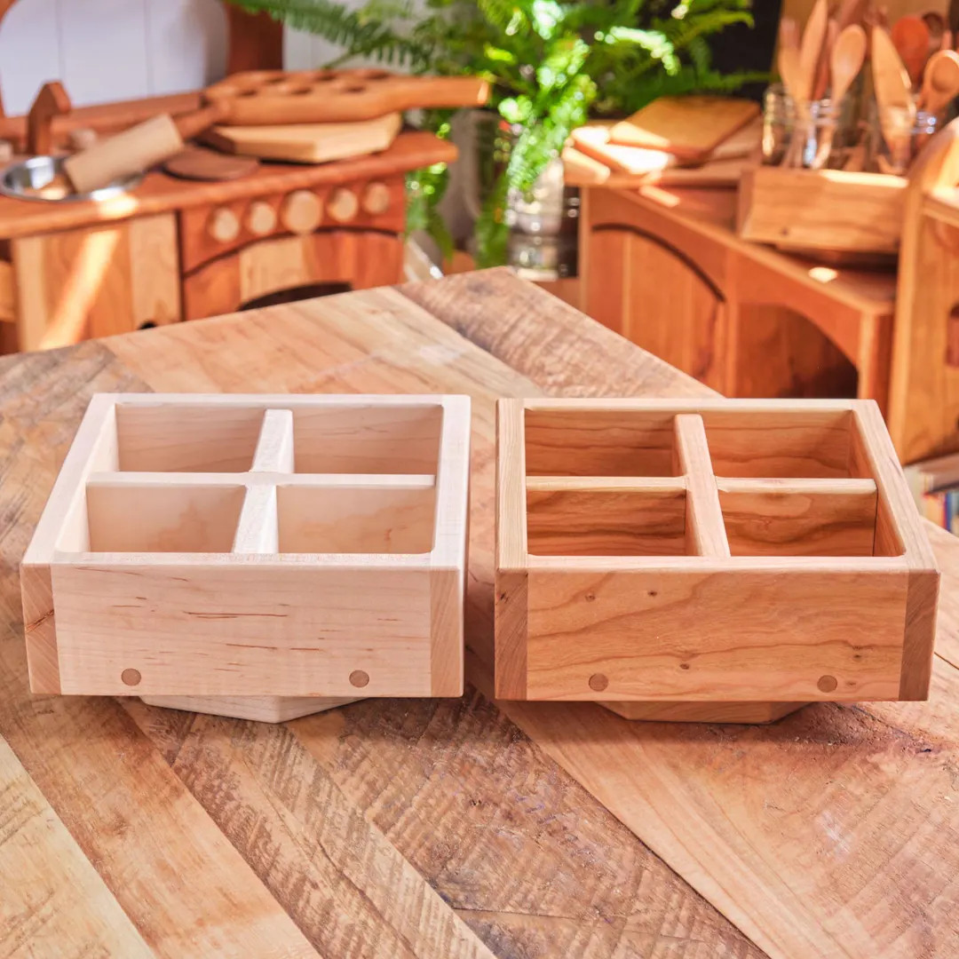 Table Top Art Caddy / Lazy Susan - Cherry or Maple Wood With Removable Dividers - 8 3/8 X 3.5 Inc... | Etsy (US)