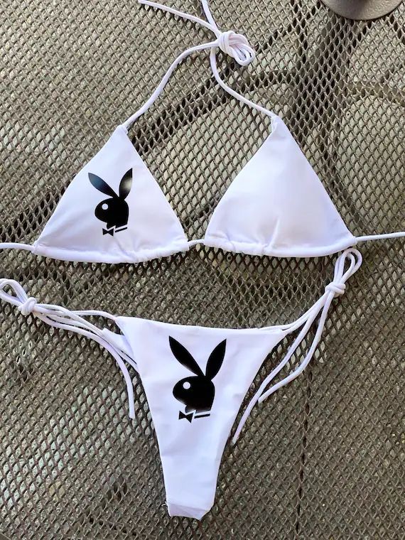 Sexy Playboy bikini set, Adjustable bikini set, trendy thong bikini set | Etsy (US)