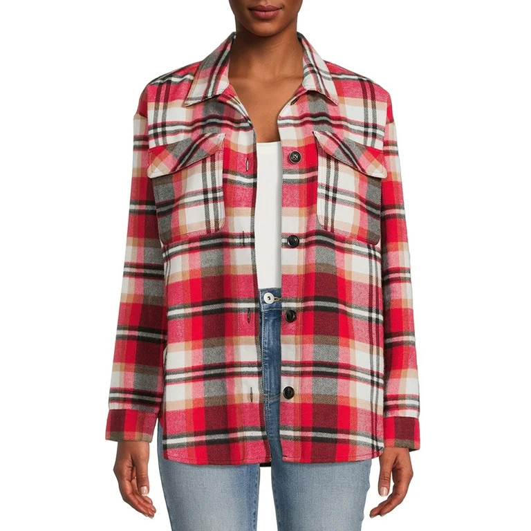 No Boundaries Junior's Plaid Shacket | Walmart (US)