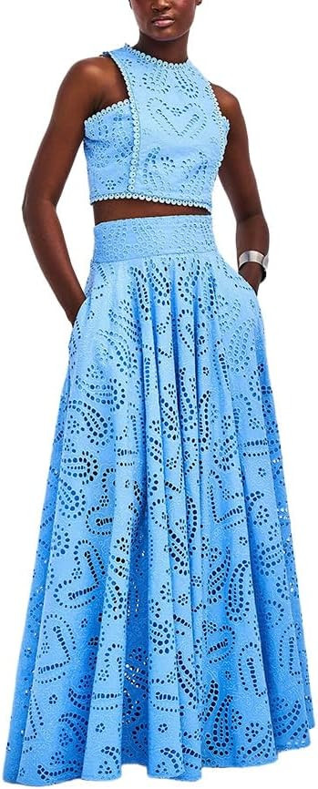 Melliflo Women's Summer 2 Piece Outfits Tank Crop Tops Long Skirt Set Sleeveless Maxi Dress with ... | Amazon (US)