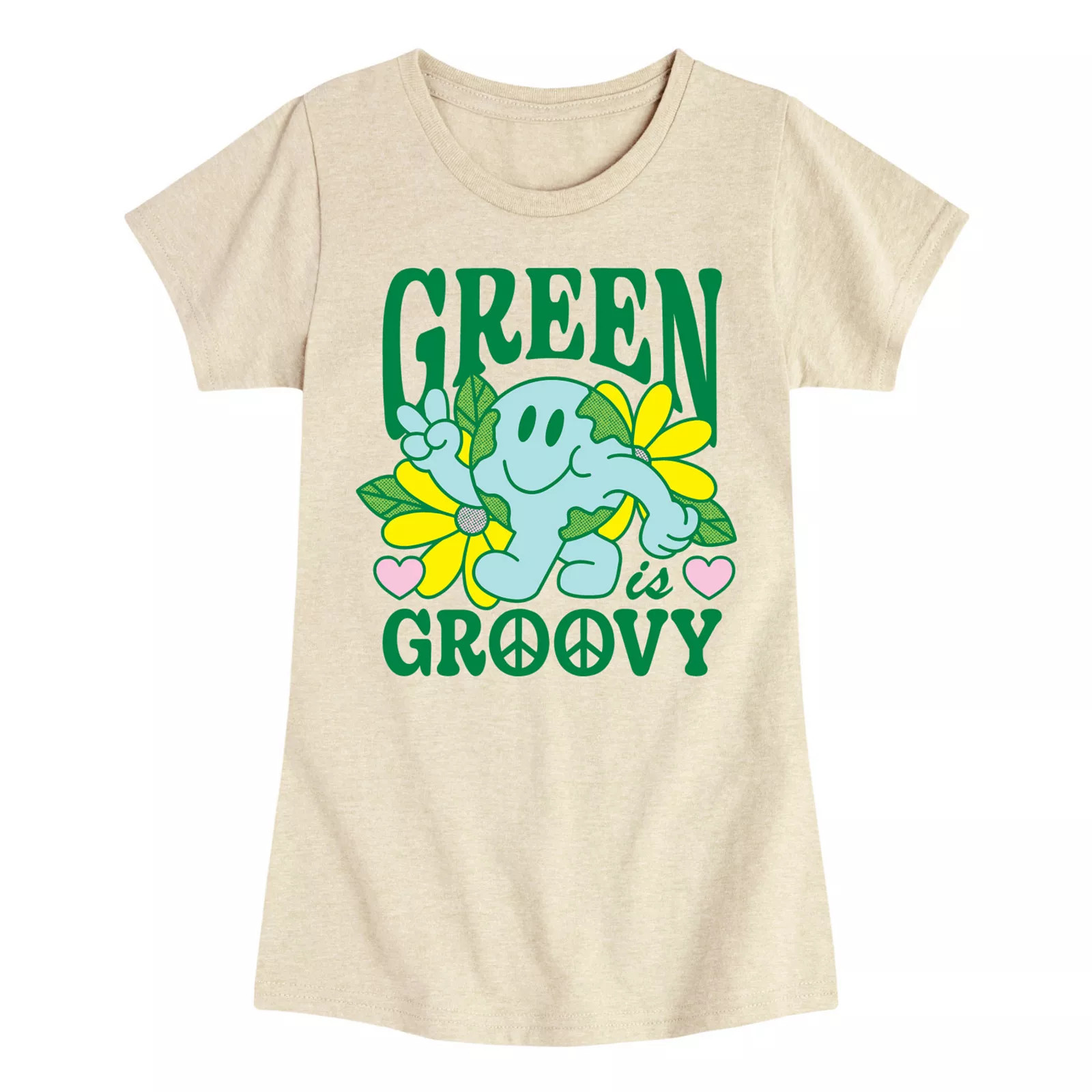 Girls 7-16 Green is Groovy Earth Day Graphic Tee, Girl's, Size: Small (7), Beige | Kohl's