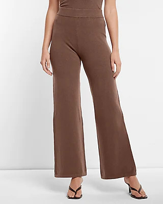 Super High Waisted Supersoft Sweater Wide Leg Pant | Express
