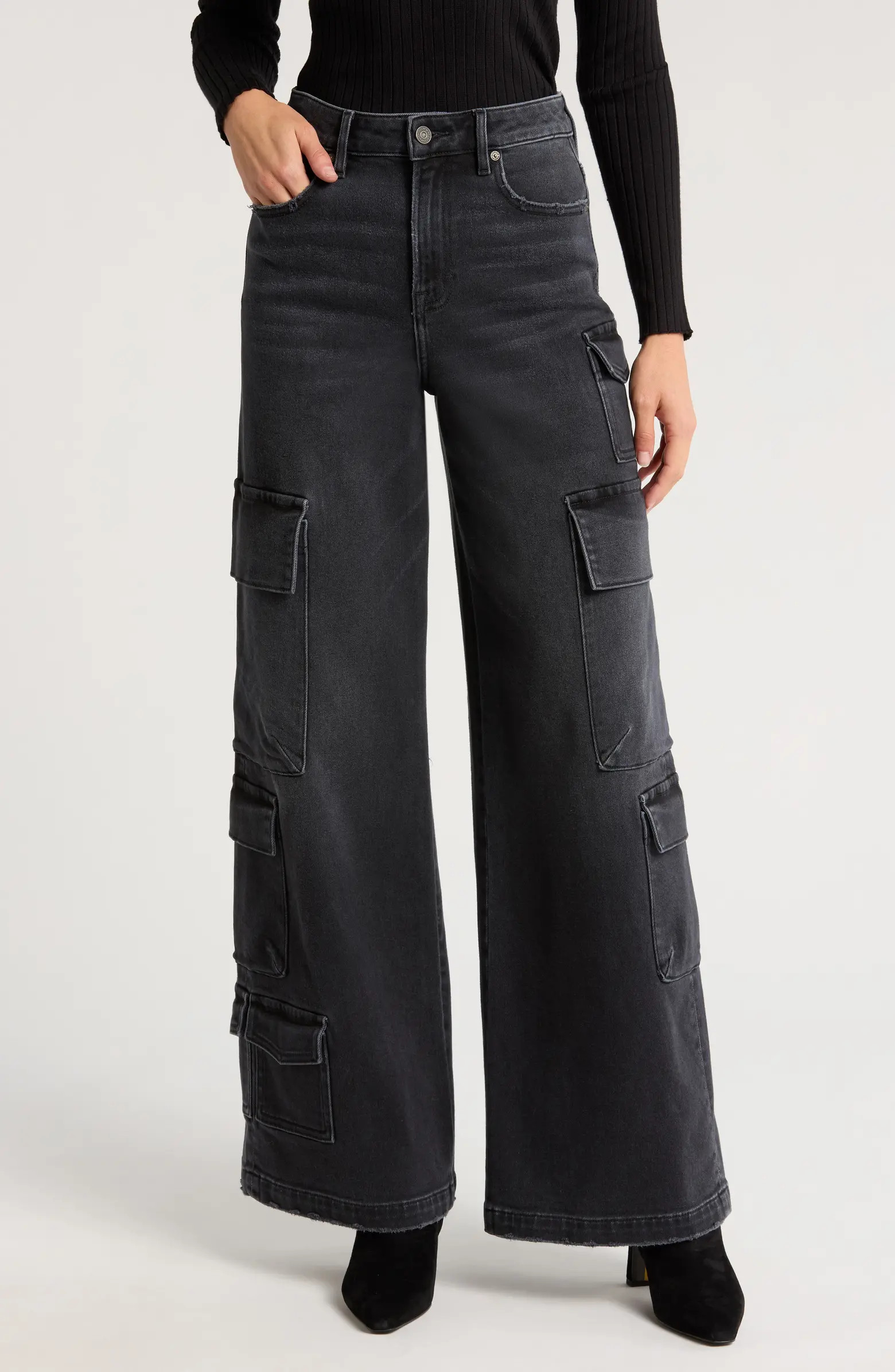 HIDDEN JEANS High Waist Wide Leg Cargo Jeans | Nordstrom | Nordstrom
