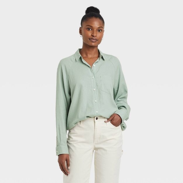 Women's Long Sleeve Boyfriend Fit Linen Button-Down Shirt - Universal Thread™ | Target