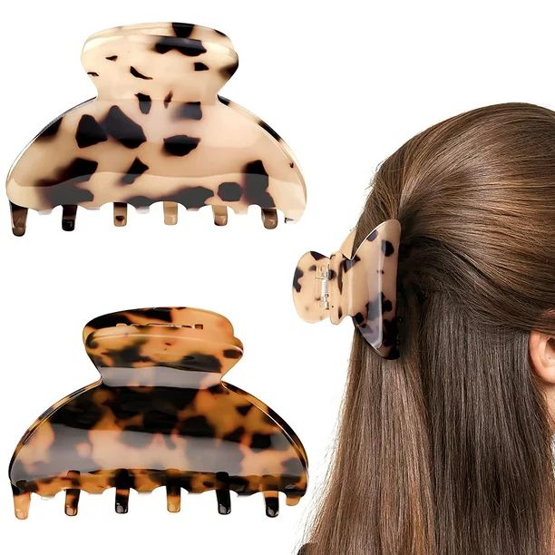 JIRIS 2PCS 2.75 inches Hair Claw Banana Clips tortoise Barrettes Celluloid French Design Barrette... | Walmart (US)