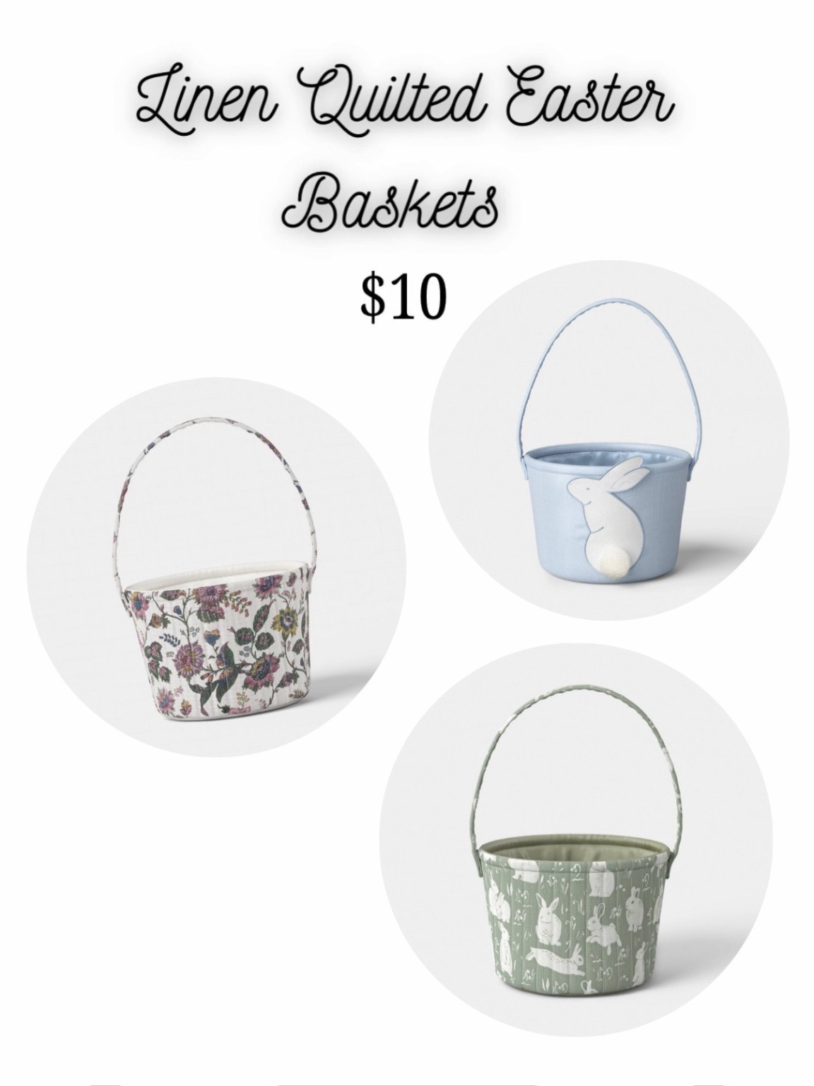 These quilted Easter Baskets are so cute, & also functional! 🐰🤍

@Target has so much adorable Easter decorations already flying off the shelves!

#LTKEaster #LTKFamily #LTKmomlife

#LTKSeasonal #LTKBaby #LTKKids