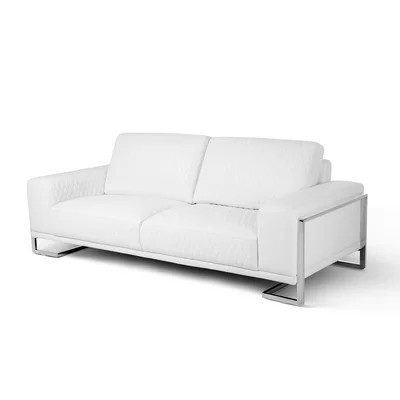 Mia Bella 94.5" Genuine Leather Square Arm Sofa | Wayfair North America