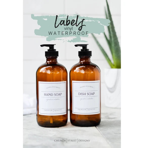 3" Labels - Waterproof Vinyl Labels, Dish Soap, Hand Soap Labels, Lotion Labels, 16oz Bottle Labe... | Etsy (US)