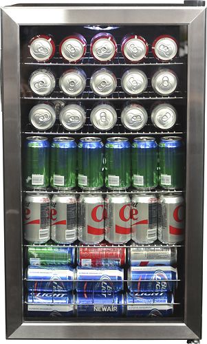NewAir - 126-Can Freestanding Beverage Fridge with Adjustable Shelves - Stainless steel | Best Buy U.S.