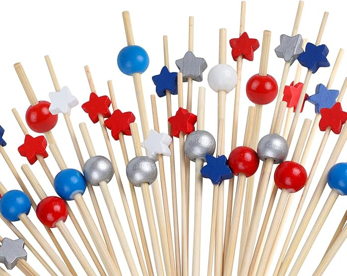 FOIMAS 200pcs 4th of July Cocktail Picks,Patriotic Star Bamboo Toothpicks Stick for Independence ... | Amazon (US)