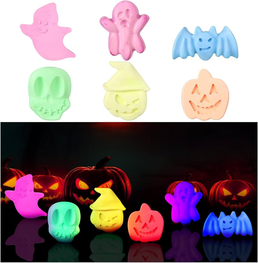 Fullhawl 12 Pcs Halloween Chalk, Ghost Glow in The Dark 6 Neon Color | Amazon (US)