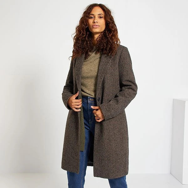 Manteau style lainage 'pied de poule' femme - marron - Kiabi - 40,00€ | Kiabi FR