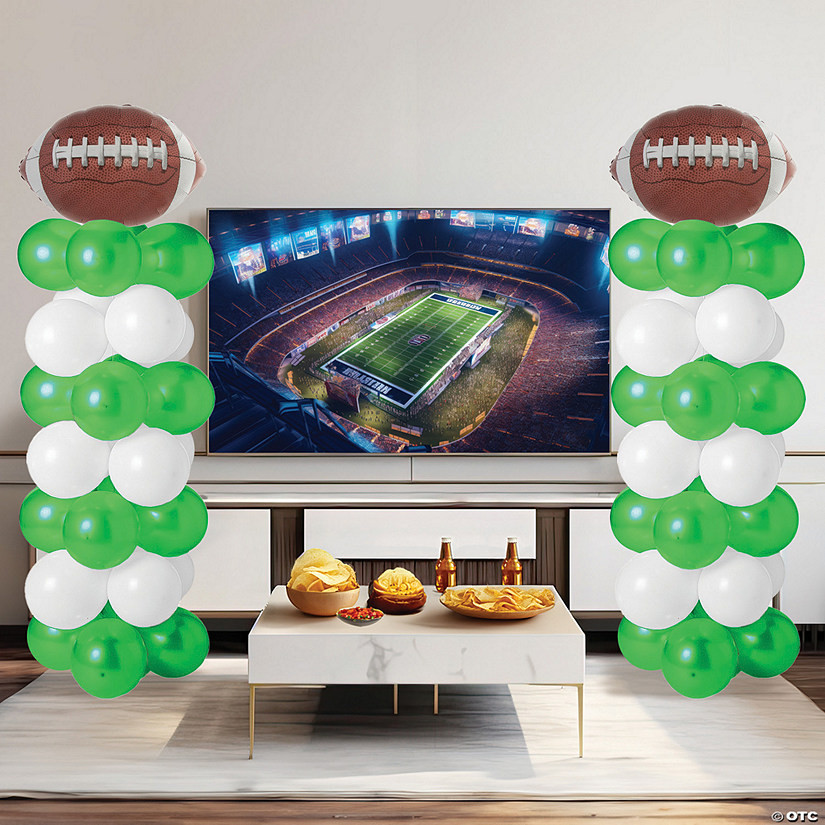 58" Green & White Football Balloon Columns Kit - 155 Pc. | Oriental Trading Company