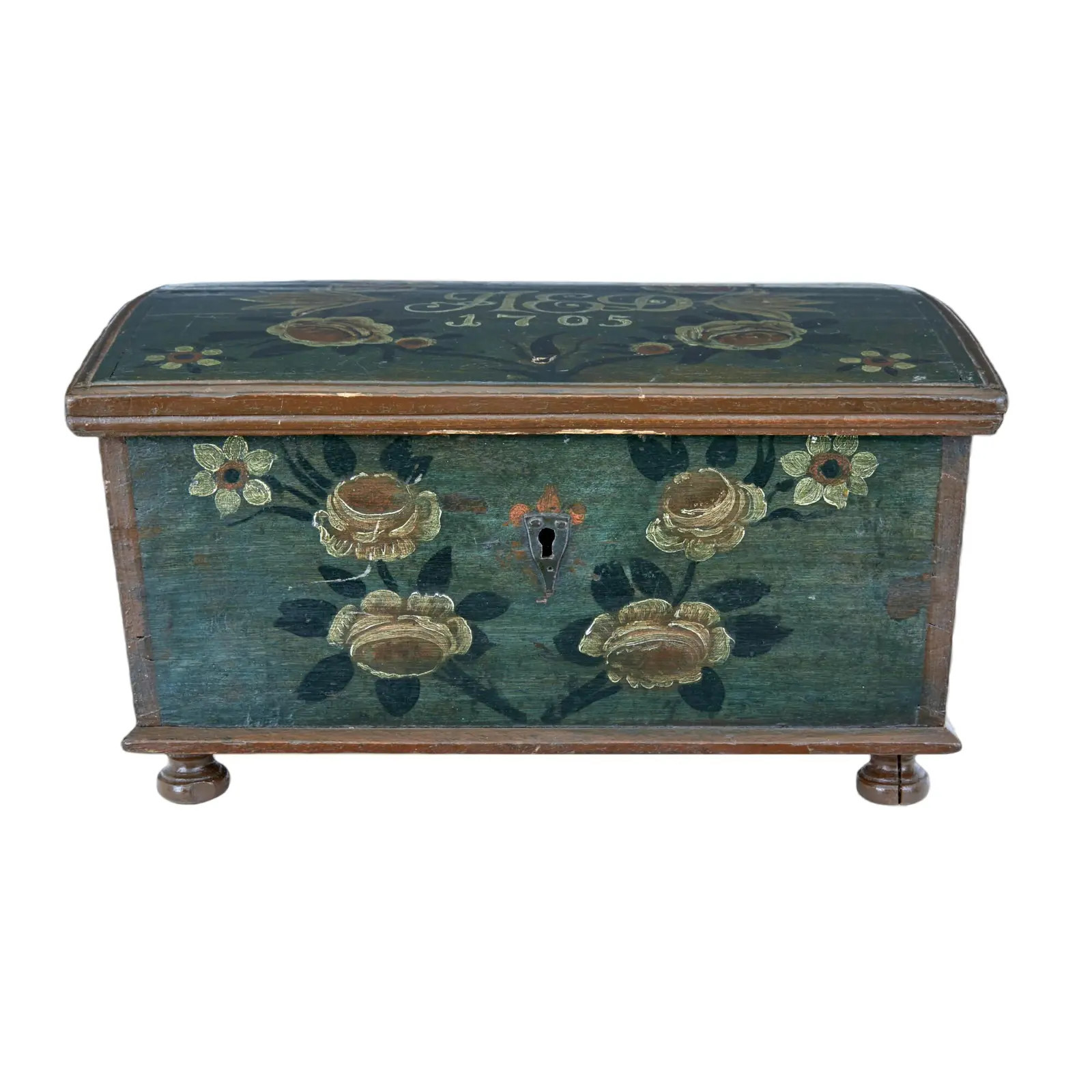 Swedish 18th Century Hand Painted Oak Box | Chairish