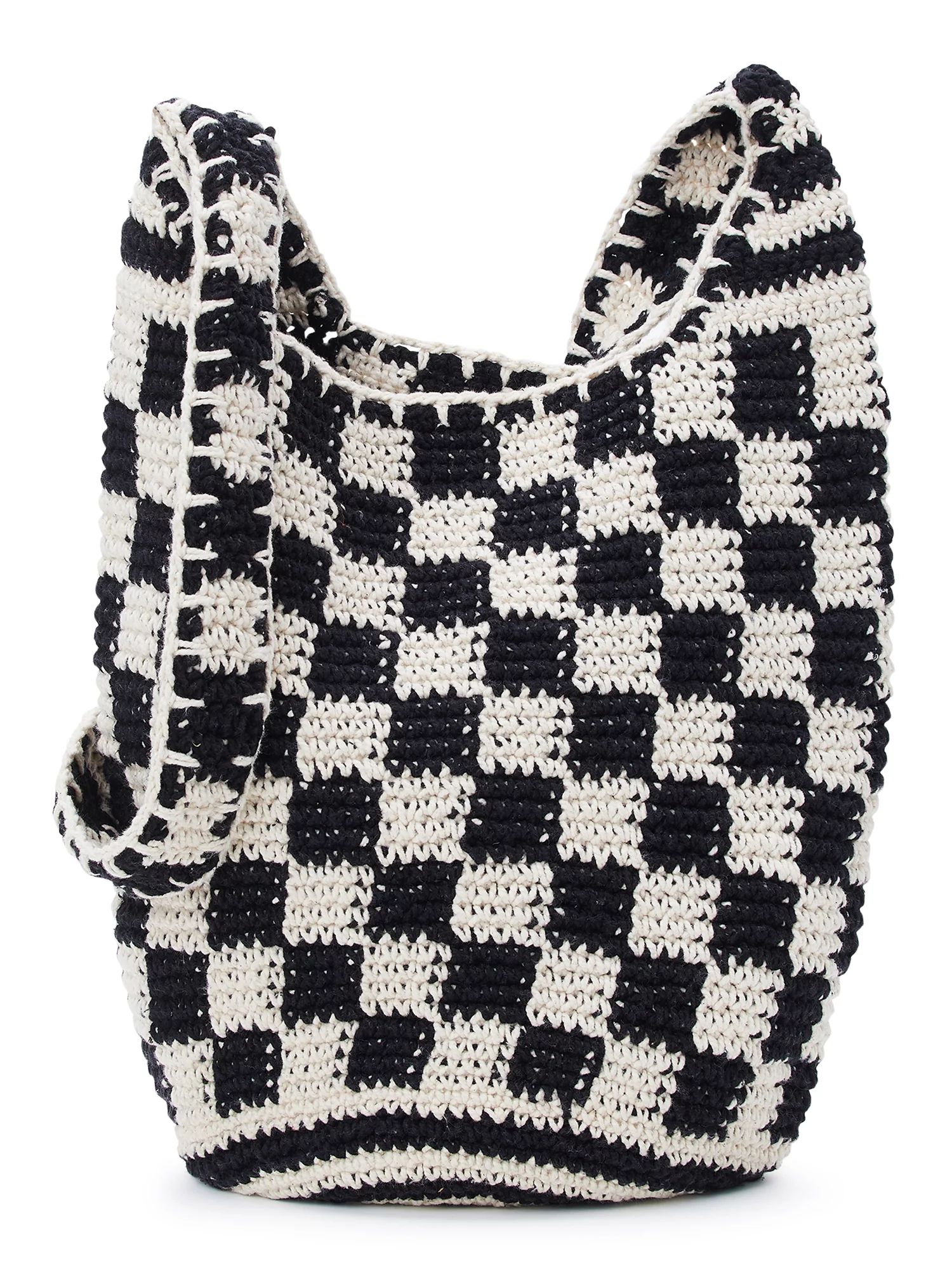 No Boundaries Juniors Festival Crochet Hobo Bag, Black | Walmart (US)