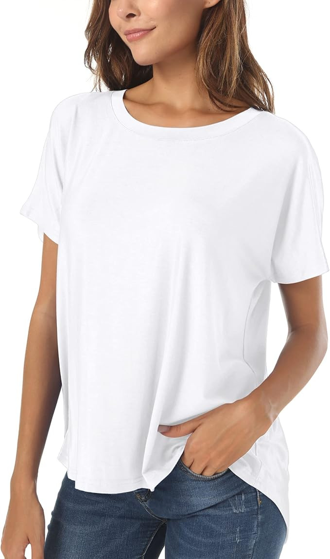 Herou Casual Summer Short Sleeve High Low Loose T Shirt Basic Tees Tops for Women | Amazon (US)