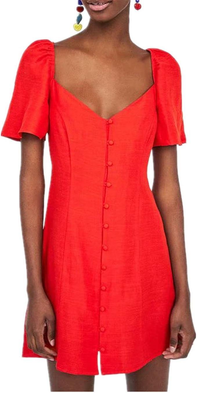 pincessdresscode Women Short Dress with Puff Sleeves | Amazon (US)