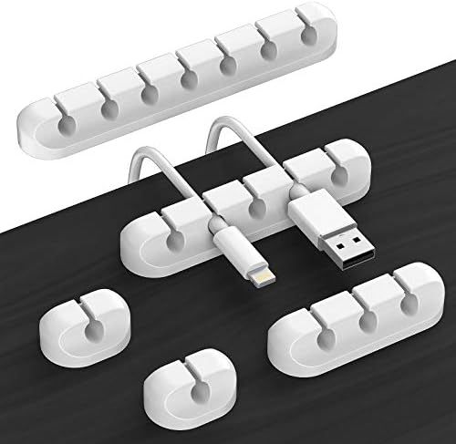 Cord Organizer Cable Management for Desk - 5 Packs White Cable Clips and Cord Keeper, The White Self | Amazon (US)