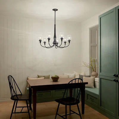 Melis 35.6 Inch 7 Light Chandelier With Clear Glass In Black | Wayfair North America