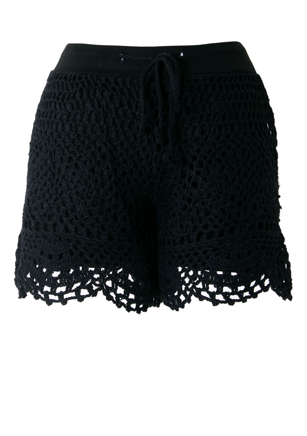 Black Handknit Crochet Shorts | Chicwish